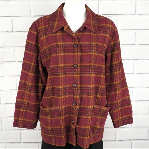 Bobbie Brooks 16 vintage red flannel shirt jacket - Picture 2 of 9